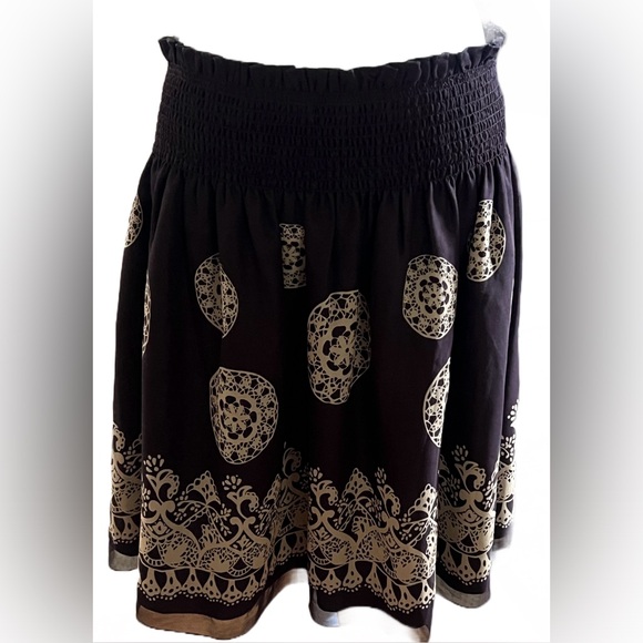Anna Sui Anthropologie Dresses & Skirts - ANN SUI ANTHROPOLOGIE 100% Silk Chocolate Brown Gold Medallion Skirt Medium